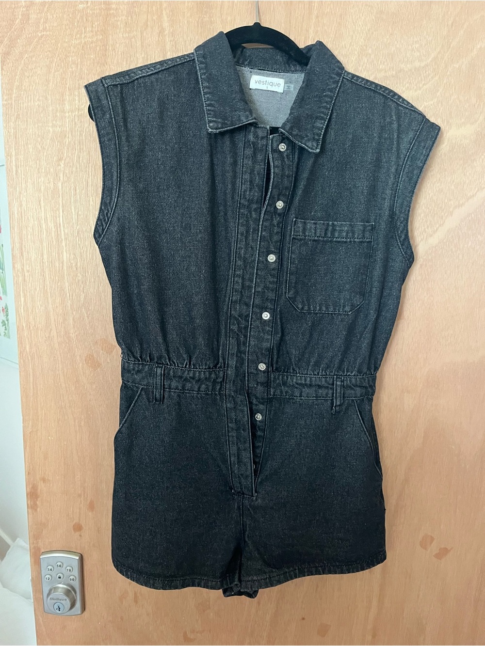 vestique Black Denim Sleeveless Kids Romper